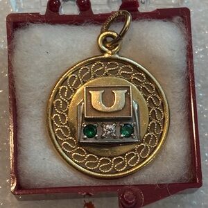 Vintage 12k Gold plated and diamond emeralds pendant